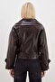 Faux Leather Jacket with Belted Waist - 8