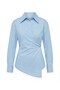 Blue asymmetrical cut buttoned shirt - 2