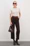 Herringbone Patterned Belted Carrot Cut Pants