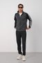Men's Anthracite Diving Fabric Cotton Lined Stand Collar Zippered Stripe Detailed Winter Tracksuit Set - E230 - 4