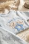 3-Piece Cotton Baby Boy Hospital Discharge Bodysuit Set 0-3 Months Blue Teddy Bear Embroidered Set - 4