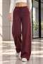 Women's High Waist Wide Leg Palazzo 3 Thread Sweatpants - Burgundy