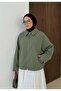 Zippered Pocket Detail Poncho-Khaki