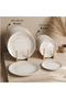 Wave 12 Piece Porcelain Serving and Cake Plate Set for 6 People - Guaranteed Click-Clack Design & Pattern - 2
