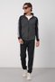 Men's Anthracite Diving Fabric Cotton Lined Stand Collar Zippered Stripe Detailed Winter Tracksuit Set - E230 - 6