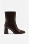 Women's Brown Wrinkled Patent Leather Zippered Thick Heeled Boots - 4