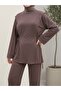 Tunnel Detail Sleeve Folded Trouser Suit - Light Brown - 3