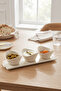 Modern Design 4-Piece, 3-Compartment Ceramic Sauce Bowl, Snack Bowl, and Breakfast Serving Set - 6