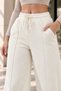 Women's High Waist Wide Leg Palazzo 3 Thread Sweatpants - Ecru - 4