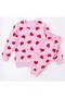 Girl's Cotton Fabric Pink Color Heart Patterned Long Sleeve Seasonal Pajama Set - 2