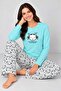 Green Dog Patterned Basic Knitted Patterned Pajama Set