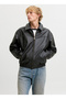 Black Men's Casual Jacket 12298762 Jjmarlon Pu Jacket