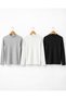 Children's Unisex 3-Piece Ribbed Half Turtleneck Long Sleeve Badi Set Gray Black White 14-17 Years - 2