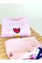 Girl's Woven Gabardine Trousers Tulip Printed Sweatshirt Without Pockets 3-Thread Fabric Top and Bottom Set - 4