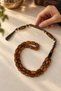 Specially Crafted Zeyve Amber Prayer Beads – Certified with Metal Tassel – Brown Veined - 3