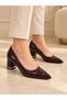 Women's Croco Pointed Toe Thick Heeled Stylish Classic Shoes