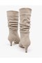Women's Bellows Short Boots Beige Suede - 5