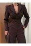 Crop Jacket, Lace Detailed Corset Blouse and Trousers 3-Piece Premium Set - 6