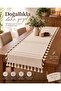 Tasseled Bohemian Organic Wicker Runner Winter Garden Table Accessory Tablecloth 100% Linen 50 X 140