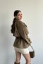 New Season Women's Oversize Belt Detailed Double-Breasted Collar Midi Trench Coat - 5