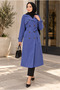 Women's Belted Double-Breasted Buttoned Waterproof Long Hijab Trench Coat Sb0058