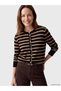 Crew Neck Striped Women's Knitwear Cardigan (W6) - 3