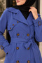 Women's Belted Double-Breasted Buttoned Waterproof Long Hijab Trench Coat Sb0058 - 3