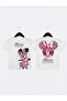 Girl's Minnie Mouse Printed Pink Leopard Patterned Shorts and Top Set - 4