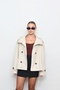 Women's Bsk High Collar Trench Coat with Back Windbreaker Detail - 5