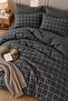 Double Elastic Sheet Duvet Cover Set Cotton Black Square