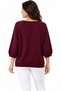 Women's Front Stone Detailed 4/3 Capri Sleeve Glittery Knitwear Blouse - 2