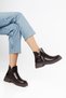 Minel Women's Zippered Brown Shiny Leather Boots - 4