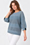 Women's Silvery 4/3 Capri Sleeve Knitwear Blouse - 4