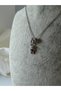Steel Necklace with Teddy Bear Figure and Zircon Stone Model - 3