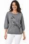 Women's Front Stone Detailed 4/3 Capri Sleeve Glittery Knitwear Blouse