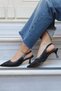 Aris Lace Detailed Pointed Toe Open Back Thin Heeled Women's Evening Dress Shoes (6cm) - 3