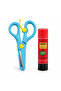 Children's Scissors Blue – Protected Blunt Tip Spring Steel Blade Scissors and 9 Gr Stick Adhesive Set