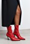 Sharon Red Matte Stretch Pointed Toe Thin Heel Women's Boots - 3