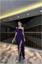 One-Slit Evening Dress Off-The-Shoulder Dress