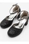 Black Glittery Girl's Heeled Shoes - 6
