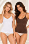 Women's 2-Piece Modal Cotton Thin Strap V-Neck Basic Undershirt Set Flexible Daily Underwear
