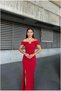 Halter Detailed Evening Dress Stone Dress Collar - 3