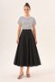 Black High Waist Pleated Midi Length A-Line Long Skirt - 5