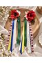 Ukrainian Inspired Floral Ribbon Hairpin Set – Set of 2 Hair Accessories with Traditional Motif Detail - 4