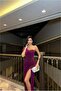 One-Slit Evening Dress Off-The-Shoulder Dress - 3