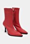 Sharon Red Matte Stretch Pointed Toe Thin Heel Women's Boots - 4