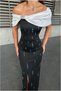 Kayık Maxi Detailed Evening Dress Stone Dress Collar - 3