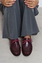 Rebel Burgundy Waterway Crocodile Leather Saddler Drawstring Detail Flat Sole Women's Loafer - 7