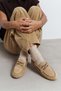 Aspel Beige Suede Leather with Fur Inside, Marine Lace Detail, Flat Sole Women's Loafer - 4