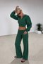 Women's Wide-Leg Sweatpants with Folded Waist Detail, Two Yarns, Without Ruffles - 2